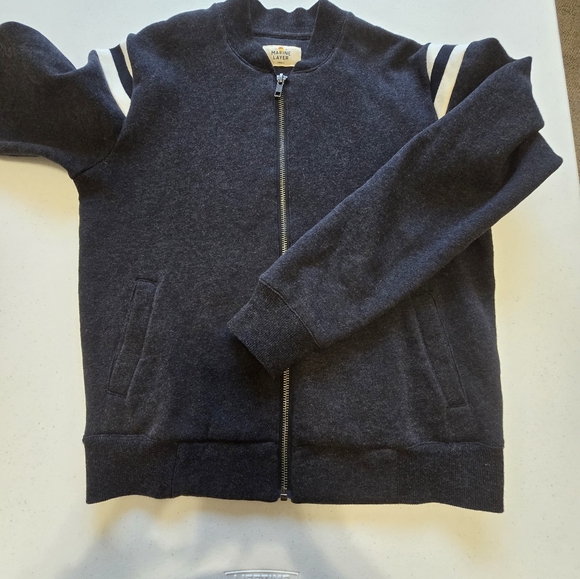 Marine Layer Ashton Bomber Heather Charcoal Black Women's Small - Picture 9 of 11